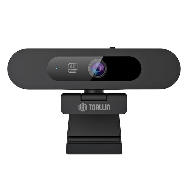 TOALLIN 4K AI Webcam with WDR, Auto Light Correction, AI Tracking with Auto-Framing, Auto-Focus, 5X Adjustable Digital Zoom, Built-in Dual Noise-Canceling Mics, 92° FOV Webcam for Online Video Calls