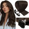 LaaVoo U Tip Hair Extensiosn Real Human Hair Medium Brown 14 in Hair Extensions Human Hair Utip Brown for Women Ktip Human Hair Extensions 50g/50s