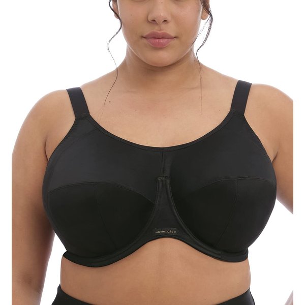 Elomi Energise J-Hook Underwire Sports Bra (8041),36HH,Black
