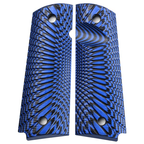 StonerCNC 1911 Slim Line Full Size Compact 1911 EMP Gun Grip Starburst G10 with Ambi Magwell Bobtail Roundbutt Bottom Cut Options (Blue Black, 1911 Full Size)