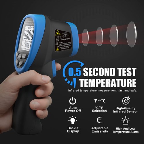 Infrared Thermometer Gun - BTMETER BT-985C Non Contact 16:1 IR Laser Temperature Gun Digital Instant Read -50℃~800℃(-58℉~1472℉) for Food Cooking Kitchen Grilling HVAC (NOT for Human Temp)