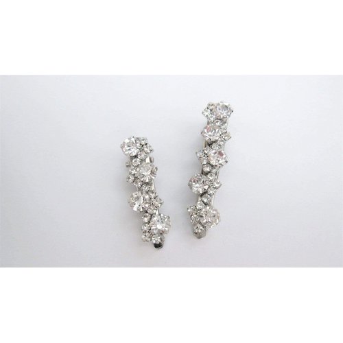 Generic Small silver metal and clear crystal alligator hair claw clip for thin fine hair Set 2 (Size: 1.25)