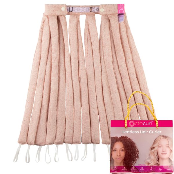 Octocurl Heatless Curls Headband - Hair Curlers for Overnight Curls, Heatless Curlers, Hair Curlers to Sleep In, Heatless Hair Curler, Curlers No Heat, Hair Rollers for Extra Long Hair (Cotton - Pink)