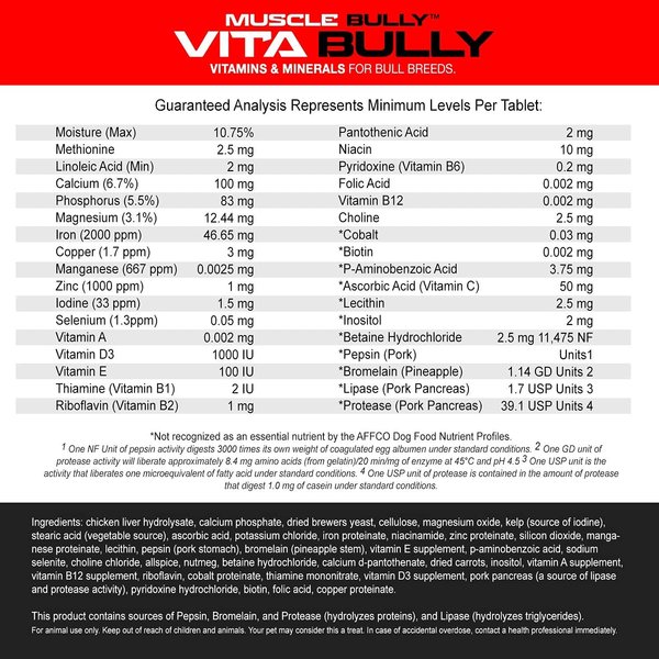 Vita Bully Vitamins for Bully Breeds: Pit Bulls, American Bullies, Exotic Bullies, Bulldogs, Pocket Bullies, Made in The USA (360 Vitamins)