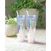 Personalized Tumbler With Lid and Straw Holographic, Bridesmaids Gifts, Acrylic Tumbler, Skinny Tumbler with Straw, Personalized Gift