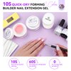 SAVILAND Quick-dry Builder Nail Gel Kit - Clear Pink Builder Hard Gel with Mini UV Light, Top Gel, Nail Dehydrator, Non-acid PH Bond Primer and Nail Extension Application Tools for beginners