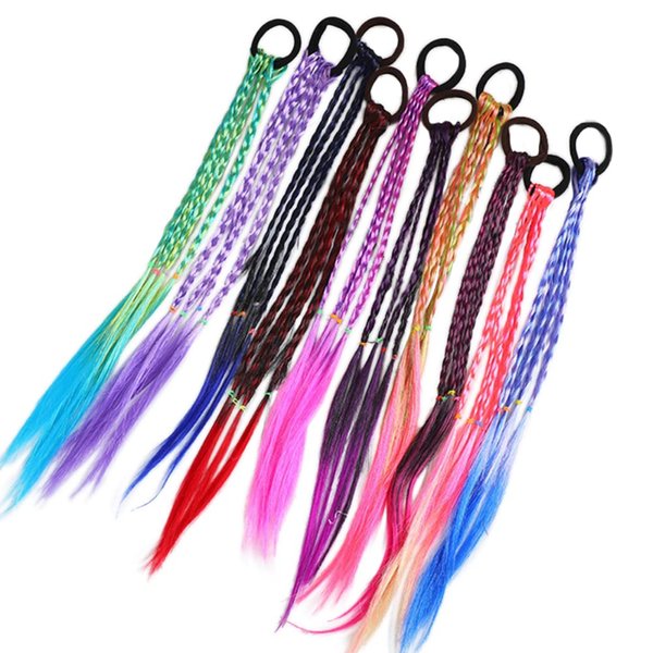 Girl Hair Extension Accessories-Rubber Band Elastic Band Hairstyle Ponytail Braid Beauty Hair Band Twist Colorful Wig Braid Head Rope Girl Dress Beautification Hair Accessories (Multicolor - 10Pcs)