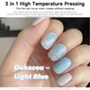 DUKASOU Semi Cured Gel Nail Strips, 28 pcs Gel Nail Strips Work with Any UV Lamp, Long Lasting Gel Nail Stickers Full Nail Wraps, Salon Quality, Easy to Apply（Summer Blue)