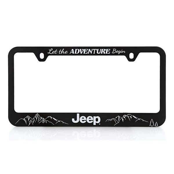 Jeep Black Plastic License Plate Frame Holder - Let The Adventure Begin
