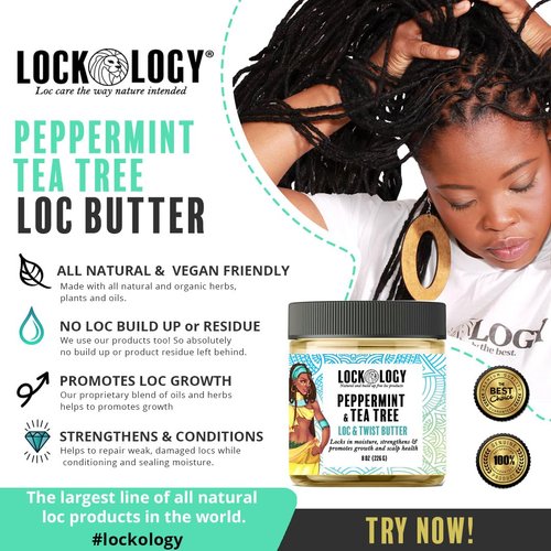 Loc Retwist Butter & Dread Wax Loc Butter For Growth - Peppermint Tea Tree All Natural & NO Build Up Loc Retwists Products by Lockology