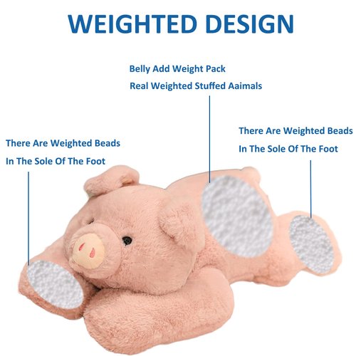 Hronsa Weighted Stuffed Animals, Weighted Pig Stuffed Animal Toy Cute Pink Pig Plush Pillow for Adults Boys Girls, 11.8in