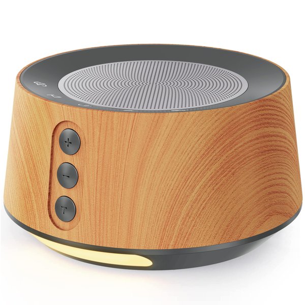 BGOVERSS White Noise Sound Machine with 14 Soothing Sounds and 10 Levels Night Light for Sleeping, 5 Timers and Memory Feature Plug in Sound Machine for Nursery Baby Kids Adults, Zebra Wood