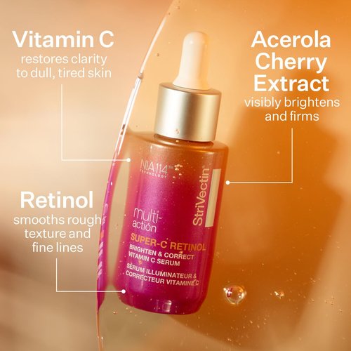 StriVectin Multi-Action Super-C Retinol Brighten & Correct Vitamin C Face Serum with Acerola Cherry Extract, 1 Fl Oz