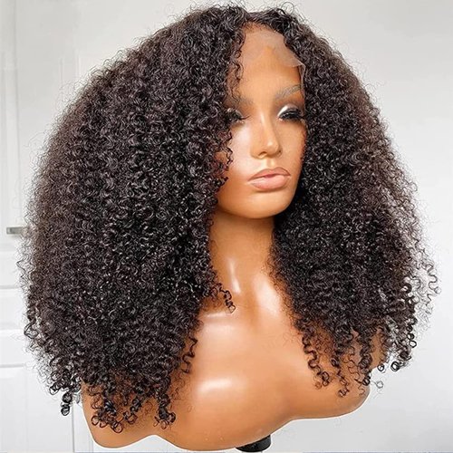 Skouty 24 Inch Afro Kinky Curly Human Hair Wig 13x4 HD Lace Front Wigs 180 Density Glueless Wigs Human Hair Pre Plucked Brazilian Kinky Curly Lace Frontal Wigs for Black Women Virgin Human Hair