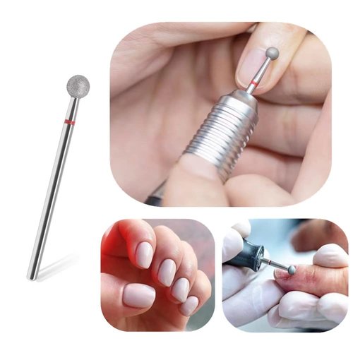 SQULIGT 6Pcs Nail Drill Bits, Ball Head 3/32'' Cuticle Clean Nail Bit for Electric Nail File Machine, Suitable for Acrylic Manicure Pedicure Cuticle Gel Polishing, Nail Salon Supply
