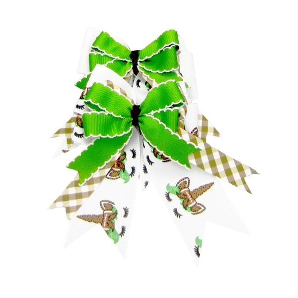 Football Unicorn Equestrian Hair Bows-Available on French Barrette, Alligator Clip (French Barrette)