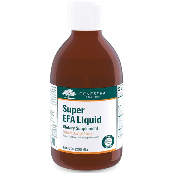 Genestra Brands Super EFA Liquid | Supports Cardiovascular Health, and The Development of Brain, Eyes, and Nerves in Children* | 6.8 Fl Oz | Natural Orange Flavor