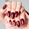 GLAMERMAID Dark Red Press On Nails Short Almond, Handmade Soft Jelly Gel Nail Tips Deep Burgundy Round Fake Nails, Natural Deep Red Stick Glue on Nails for Women, Reusable Round Oval False Nail Kit