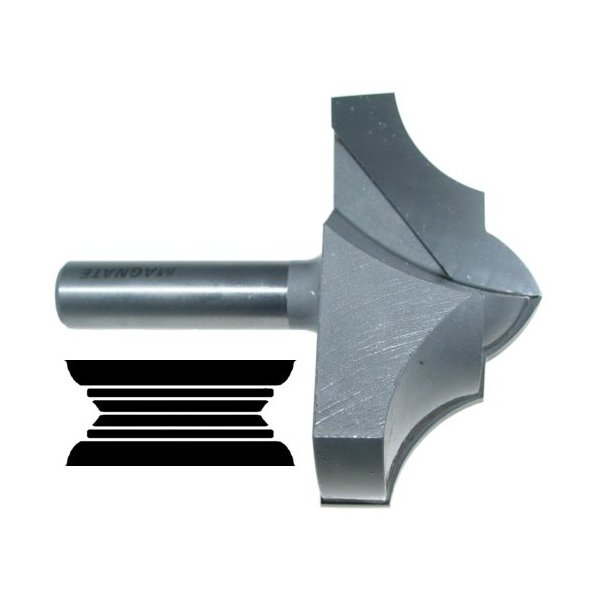 Magnate 7563 Shallow Classic Point Carbide Tipped Router Bit - 3/4" Radius; 3" Cutting Diameter