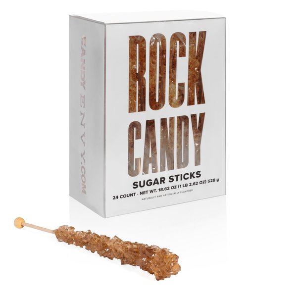 Candy Envy - Amber Rock Candy Sugar Sticks - Root Beer Flavored - 24 Indiv. Wrapped