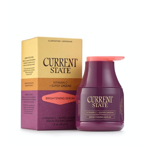 CURRENT STATE Vitamin C & Super Greens Brightening Serum. For uneven skin tone, dark spots and skin. Brightens, improves skin tone, tightens the look of pores. 1 fl. oz.