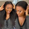 Nadula Yaki Straight Bye Bye Knots Glueless Wig Kinky Edge Hairline 7x5 Pre Cut Lace Front Wigs Human Hair Pre Plucked Pre Bleached 3S Ready to Go Pre Everything Glueless Wig 150% Density 20inch