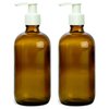 Grand Parfums EMPTY 8 Oz amber Plastic Soap Dispenser Bottles with White Lotion Pumps, for Gel, Soap, Shampoo, Body Lotion, Cream, Refillable (3 Bottles)