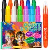 nsxsu 12 Colors Halloween Face Paint Sticks for Kids, Washable Face Painting for Toddlers and Students, Birthday Makeup Party Supplies, Mess-Free Girls Boys Face Painting Kits