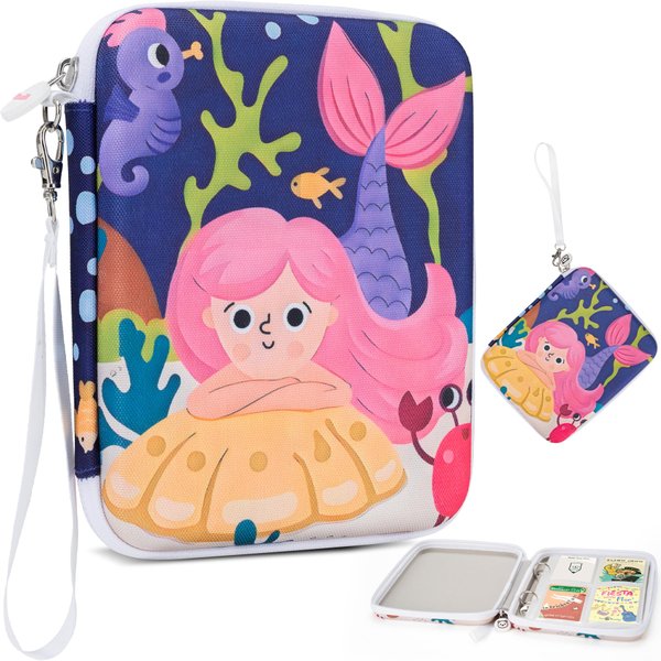 Card Case for Yoto Cards,80-Pockets Trading Yoto Player Card Binder with Zipper,Portable Card Holder Book for Holding Mini Audiobook Cards,Suitable for Boys and Girls (Mermaids)