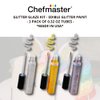 Chefmaster - Glitter Glaze Kit - Edible Glitter Paint - 3 Pack of 0.32 oz Tubes - Create Intricate Designs, Beautiful Glitter and Pearl Sheen, Pen-Sized Bottle With Brush Application - Made in the USA