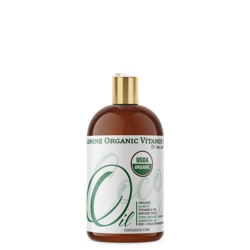 Organic Vitamin E Oil and Jasmine Essential Oil Infused Blend - Organic Natural 43,000 IU Vegan Gentle Multi-Use Skin Hair Face Body Cuticle Moisture Daily Use - 4 oz, Packaging May Vary