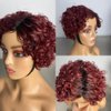 Iianaebeh Short Curly Human Hair Wigs for Black Women, Side Part Wig, Pixie Cut Brazilian Remy Human Hair, Deep Curly None Lace Front Ombre Blonde Wigs (T99j)