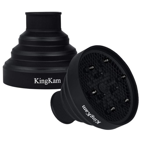 Universal Collapsible Hair Dryer Diffuser - Travel and Easy Storage - Fit Most of Hair Dryers KingKam-Black