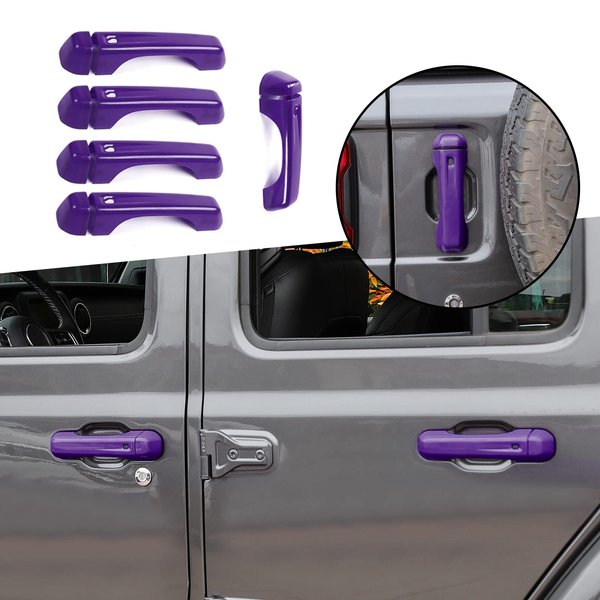 SQQP Door Handle Cover & Tailgate Handle Cover Inserts Exterior Accessories Fit for 2018-2024 Jeep Wrangler JL JLU 2/4 Door (Purple)