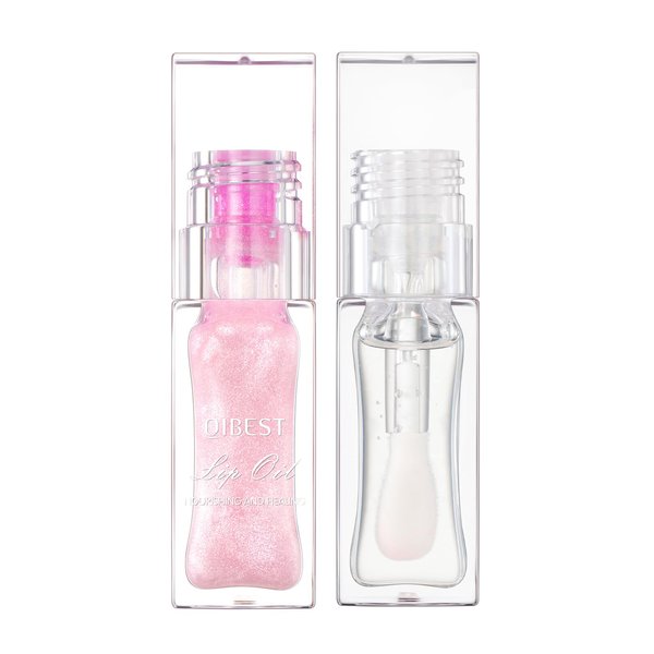 Sulily 2 PCS Magic Color Changing Lip Oil, 2024 New (Pink+ Transparent) Moisturizing Lip Glow Oil,Long Lasting Nourishing Plumping Glimmer Glow Lipstick,Non-sticky Fresh Nourishing Lip Care