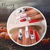 Florry Halloween Extra Long Press on Nails Coffin Fake Nails Black Matte Acrylic Nail for Women and Girls 30Pcs (Vampire)