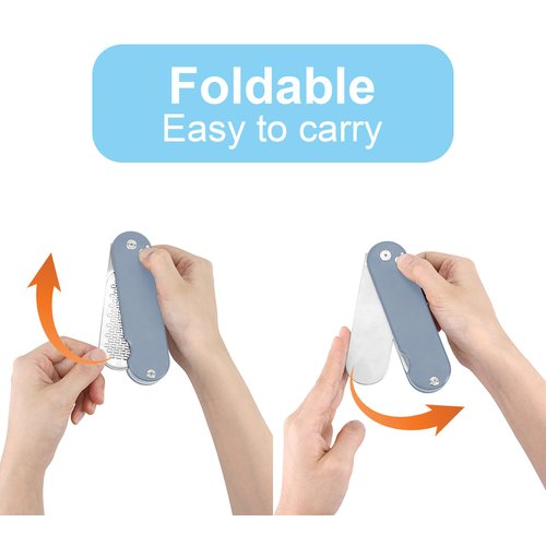 3 in 1 foldable foot file Foot rasp Foot File and Callus Remover Foot Care Pedicure Tool to Remove Hard Skin (Blue)