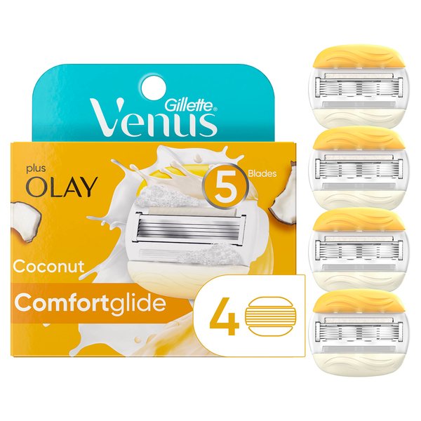 Gillette Venus with Olay Comfortglide Women's Razor Blade Refills, 4 Count, Womens Razors / Blades
