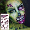 Classic Skull Temporary Skeleton Mouth Tattoo Halloween Costume for Men and Women, Adult, Scary Face Tattoos (HT05)