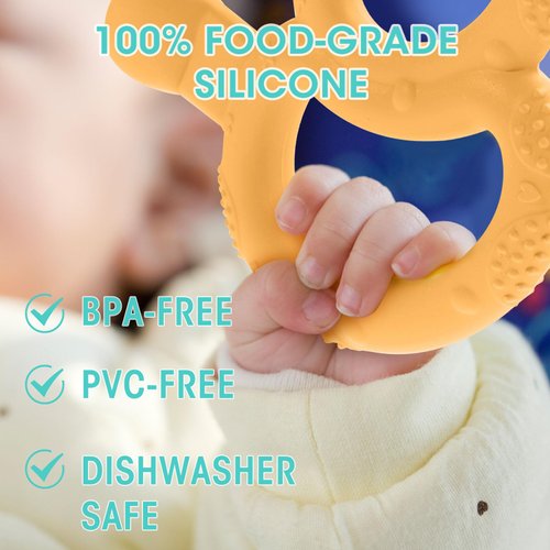 Baby Teething Toys for Babies 0-6 Months Set of 3, Cheri Baby Teether for Teething Relief, 100% Food-Grade Silicone Baby Toys 6-12 Months, BPA Free Soft & Textured 8-Shape Sensory Toys for Sore Gums
