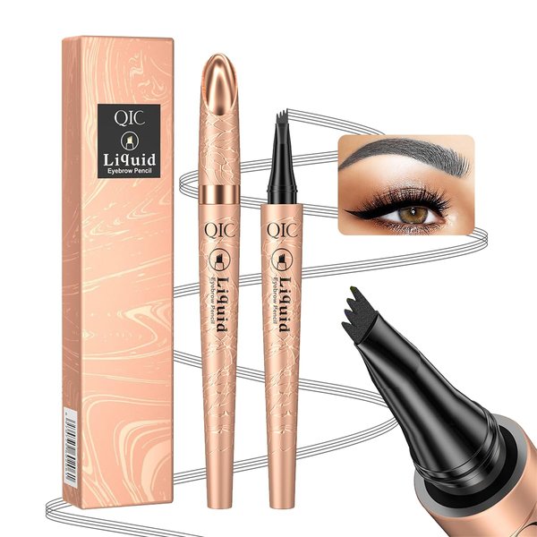 Eyebrow Pencil,Grey 4-Point Micro-Fork Tip Eyebrow Pen,Smudge-Proof Portable Microblading Eyebrow Pencil,Eye Makeup Long-Lasting Waterproof To Create Exquisite Eyebrow Hair for Women