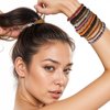 GEEHUA Boho Hair Ties, 20Pcs Hair Tie Bracelets for Men Women Cute Brown Bracelets Hair Ties Soft Elastic Hair Ties for Buns Curly Thick Thin Hair Pony Tails Holders No Damage(4 Styles, 10 Colors)