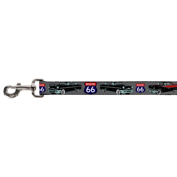 Buckle-Down Pet Leash - Route 66 Classics Gray - 4 Feet Long - 1.5" Wide