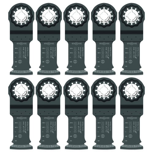 BOSCH OSL114F-10 10-Pack 1-1/4 In. Starlock Oscillating Multi Tool All Purpose Bi-Metal Plunge Cut Blades for Applications in Wood, Wood with Nails, Drywall, PVC, Metal (Nails and Staples)