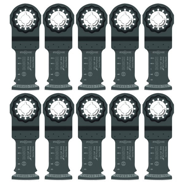 BOSCH OSL114F-10 10-Pack 1-1/4 In. Starlock Oscillating Multi Tool All Purpose Bi-Metal Plunge Cut Blades for Applications in Wood, Wood with Nails, Drywall, PVC, Metal (Nails and Staples)