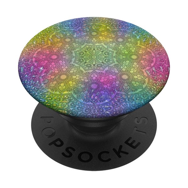 Cell Phone Pop Out Holder,Cute Ring Rainbow Mandala Design PopSockets Grip and Stand for Phones and Tablets