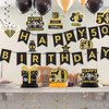 50th Glitter Black Gold Birthday Banner Party Decorations, Happy 50th Birthday Decorations Hanging Swirls Banner Honeycomb Centerpieces for Men Women Happy 50 Years Old Bday Party