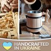 MyFancyCraft Gifts for Men Handmade Beer Mug Oak Wood Stainless Steel Cup Box Natural 0.3L 10oz Classic Brown