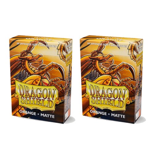 Dragon Shield Bundle: 2 Packs of 60 Count Japanese Size Mini Matte Card Sleeves - Matte Orange