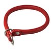 Round Genuine Rolled Leather Choke Dog Collar 19" Long Red